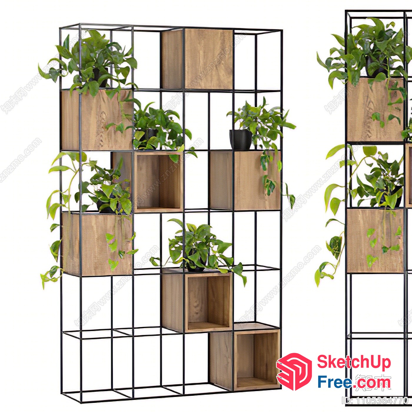 Modern Greenery Decorative Shelving Unit 3D SketchUp File
