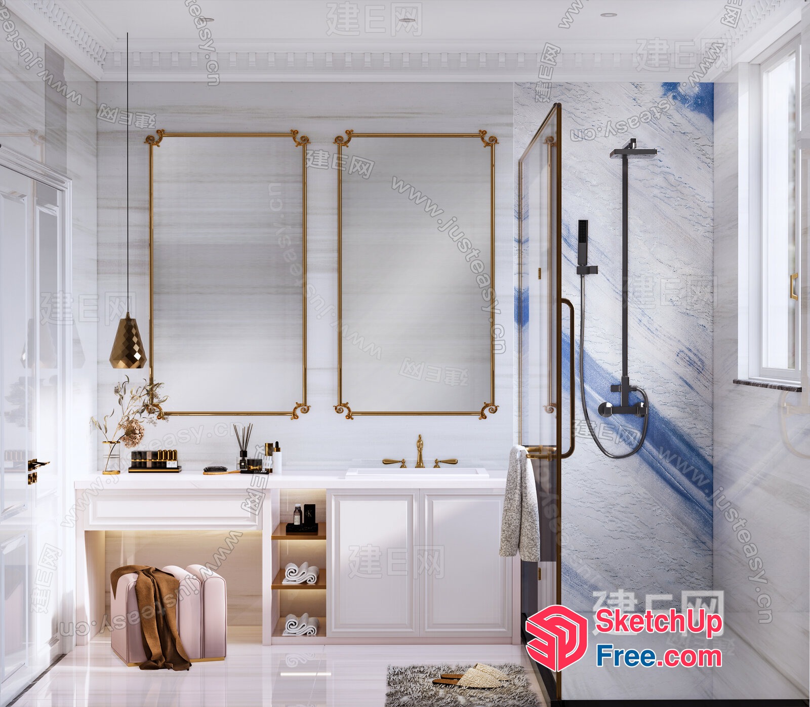 Elegant And Luxurious Bathroom Decor 3D SketchUp File