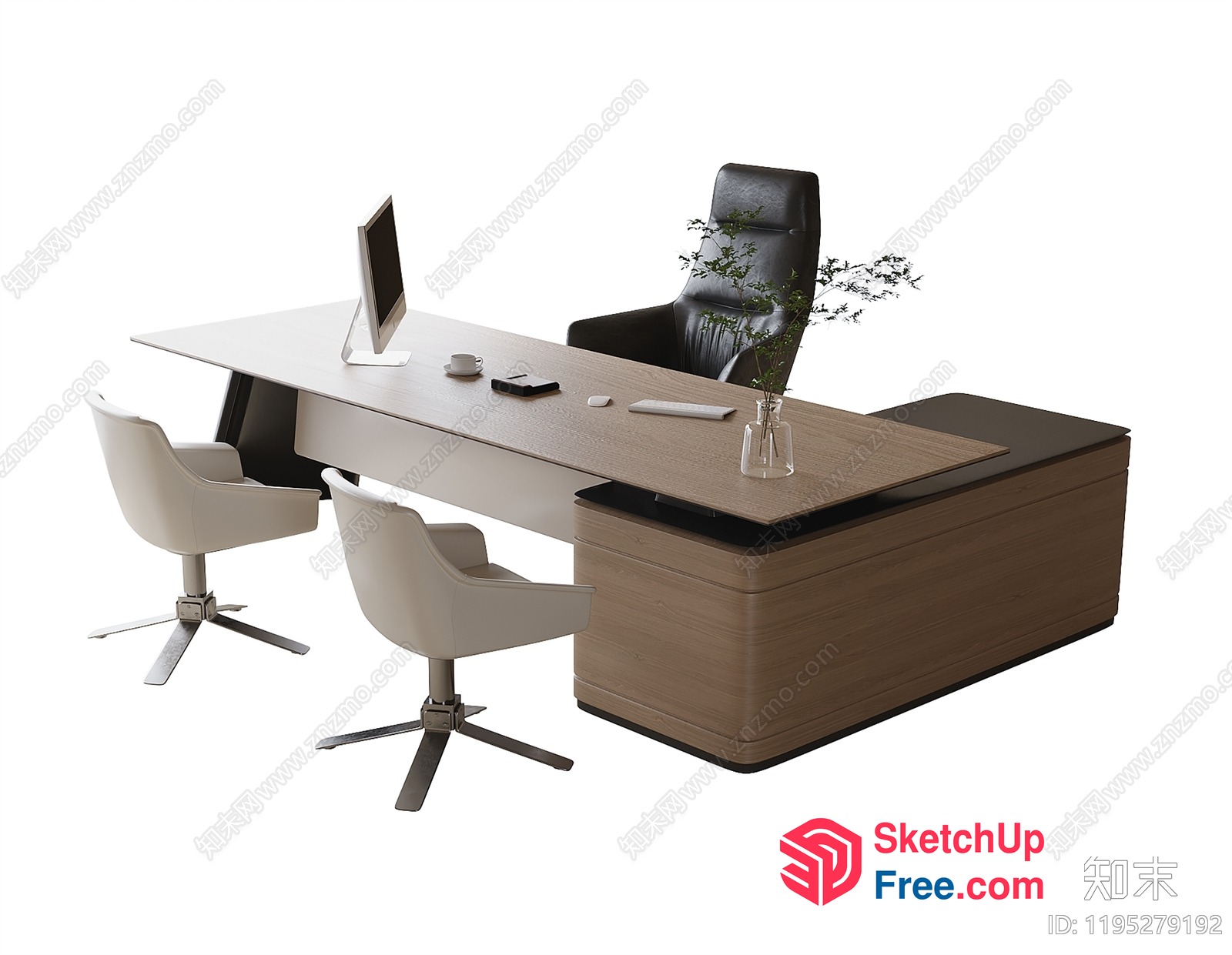 Office Space With Modern Desk And Chair 3D SketchUp File