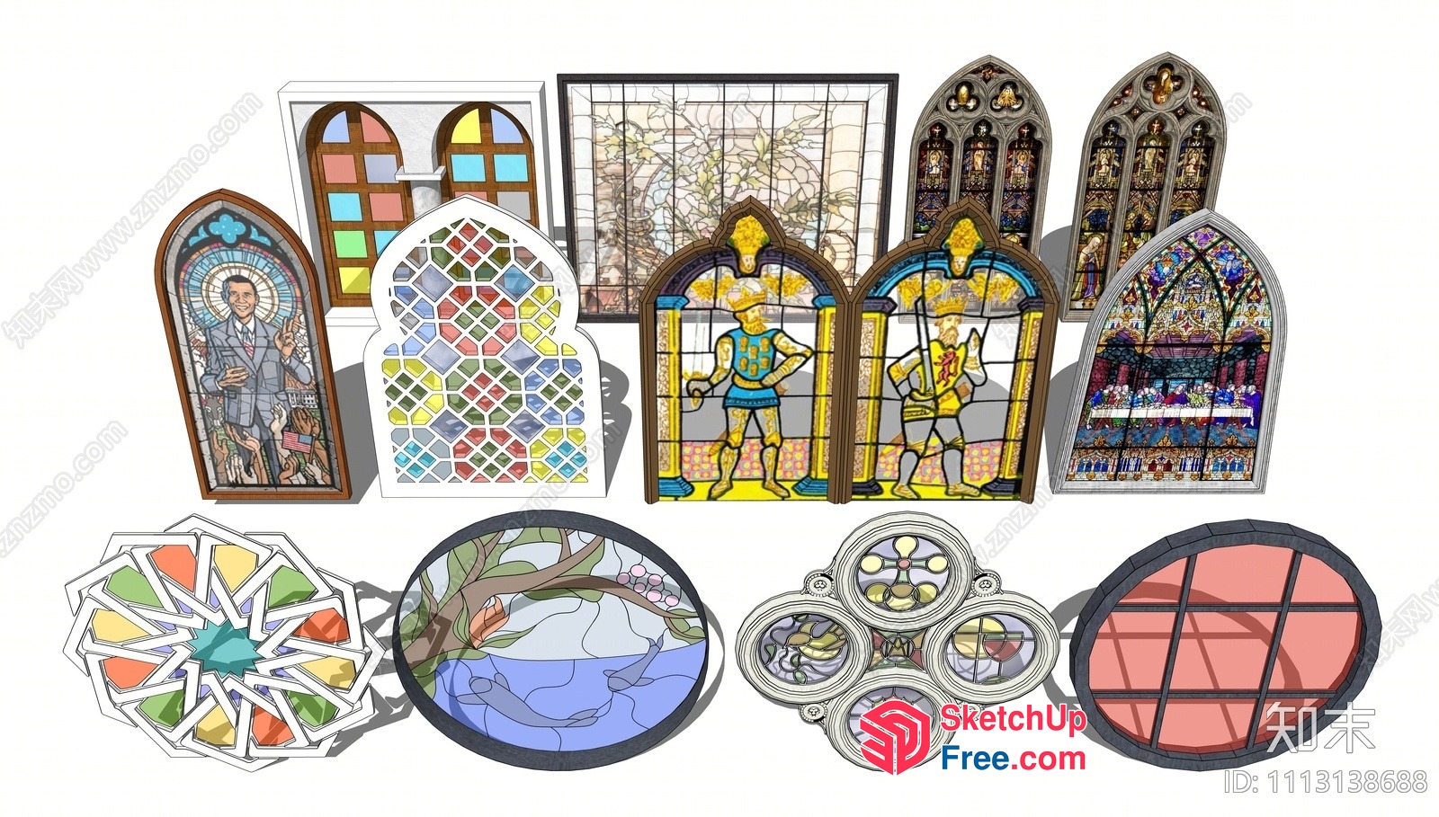 Collection Of Stained Glass Windows 3D SketchUp File