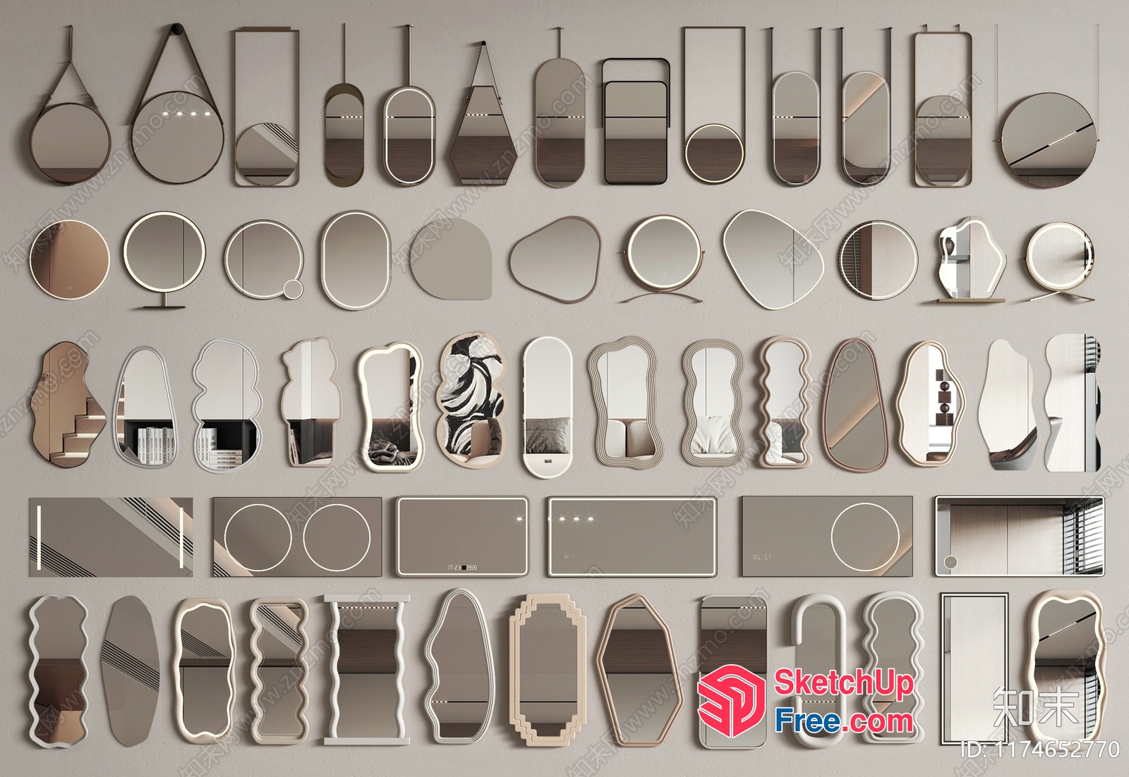 Modern Minimalist Mirror Collection 3D SketchUp File