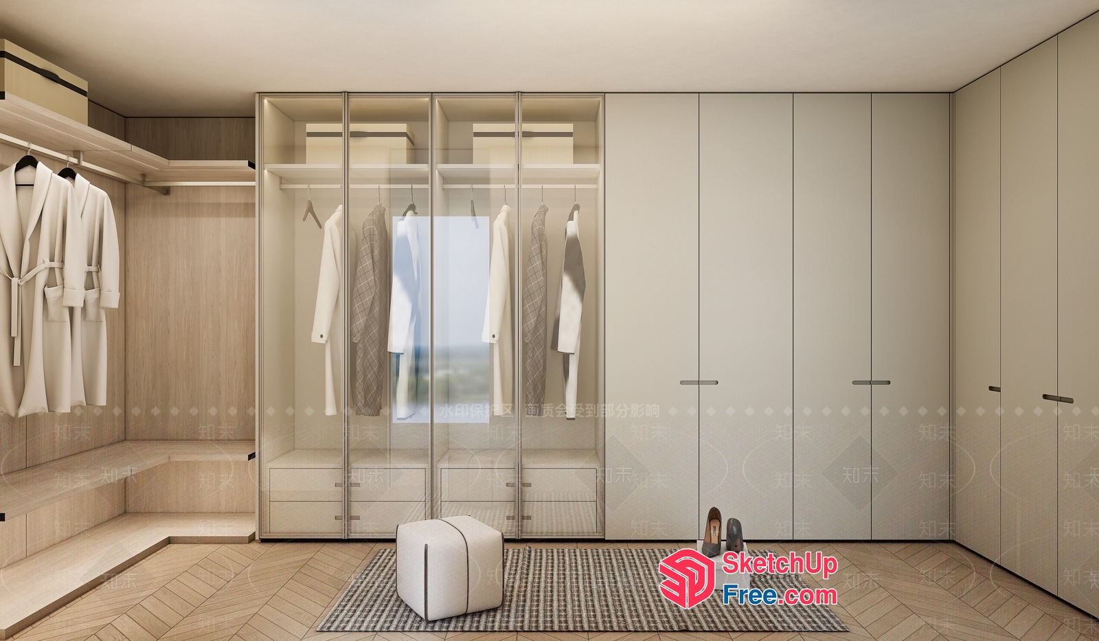 Modern Minimalist Wardrobe And Shoe Storage 3D SketchUp File