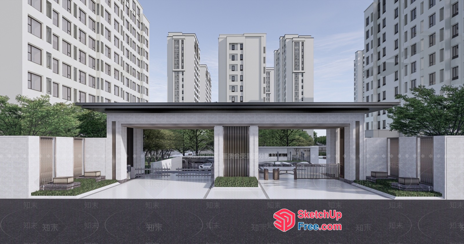 Modern Apartment Building Exterior 3D SketchUp File