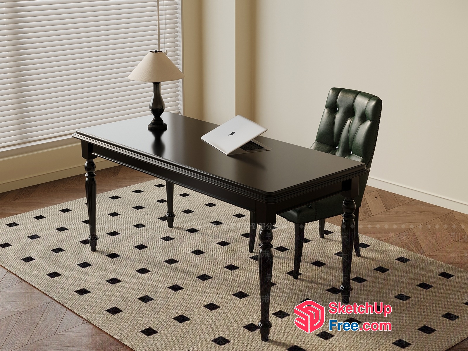 Elegant Office Space With Classic Furniture And Natural Light 3D SketchUp File