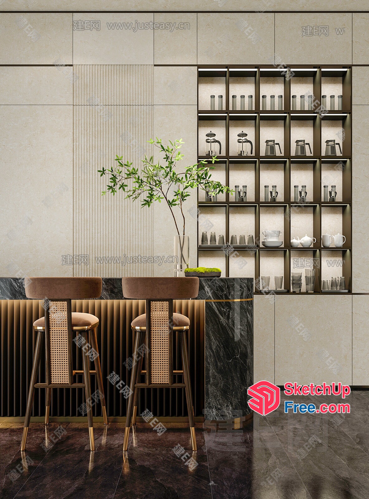 Modern Minimalist Japanese Style Interior Design 3D SketchUp File