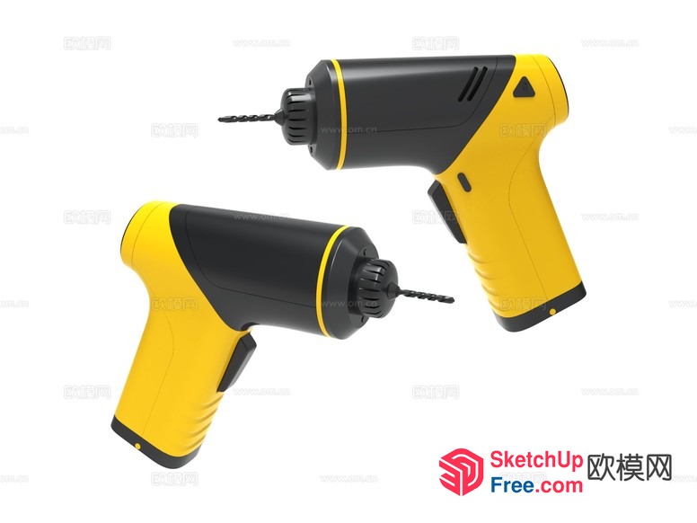 Yellow And Black Electric Drill Set 3D SketchUp File