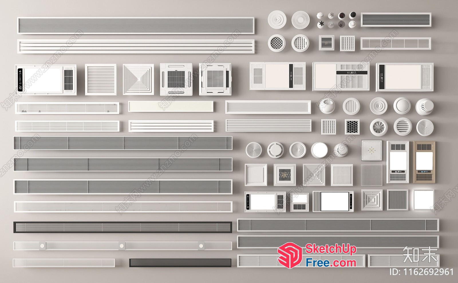 Wall-Mounted Air Conditioning Units And Ventilation Systems 3D SketchUp File