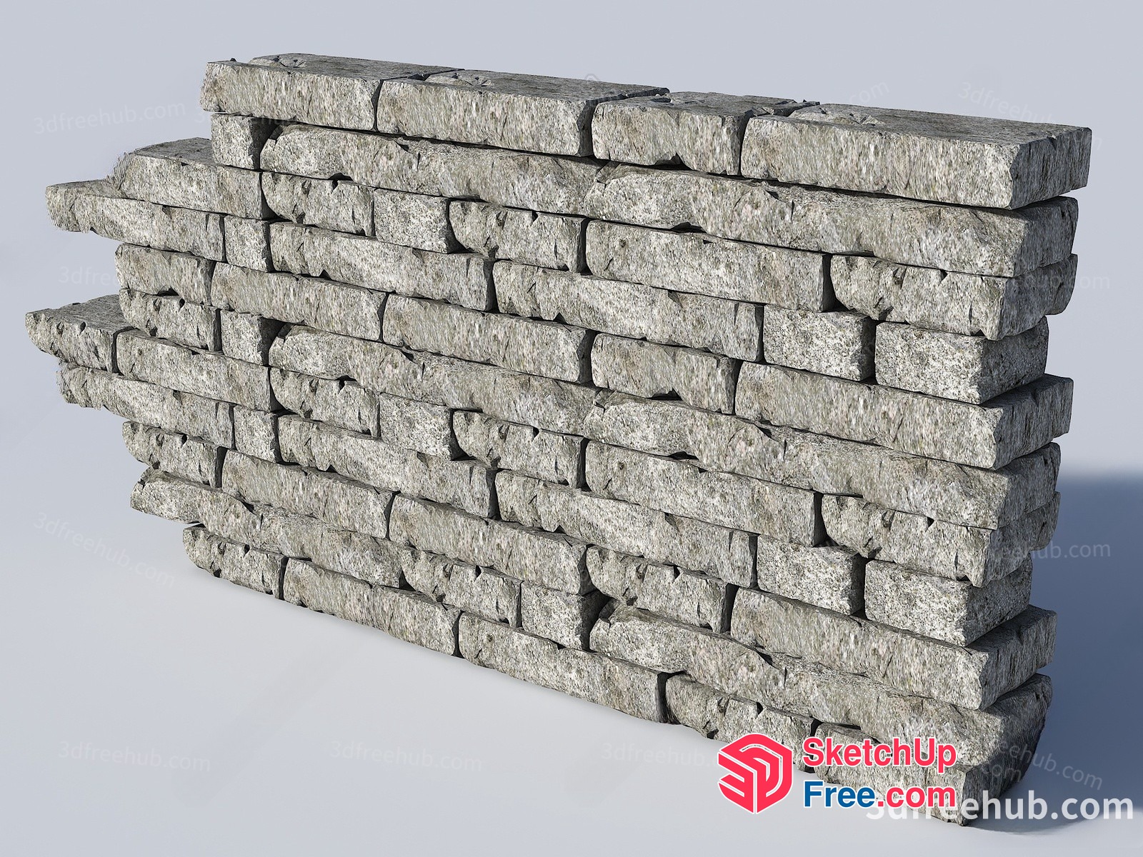 Weathered Stone Wall 3D SketchUp File