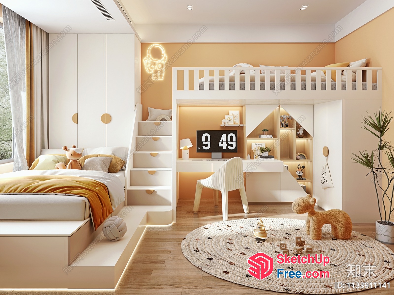 Cozy Scandinavian-Inspired Children'S Bedroom 3D SketchUp File