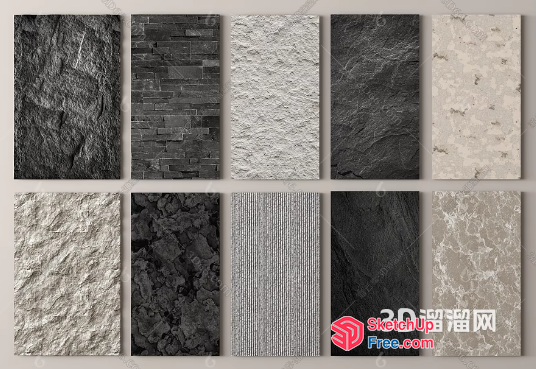 Textured Wall Panels In Black And White 3D SketchUp File