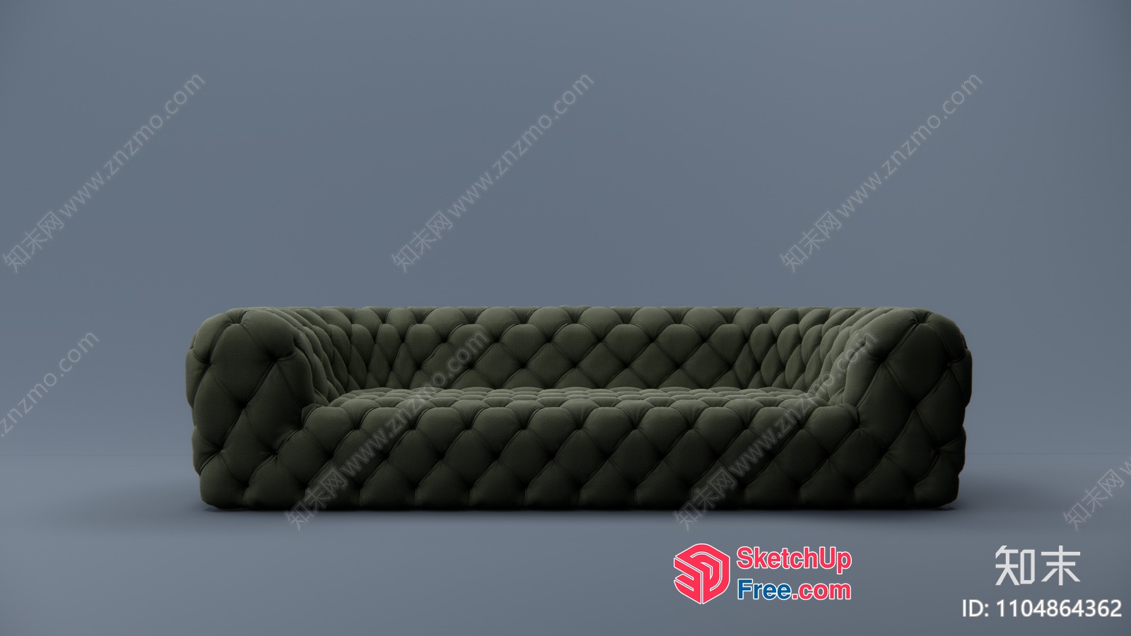 Quilted Sofa With Curved Ends 3D SketchUp File