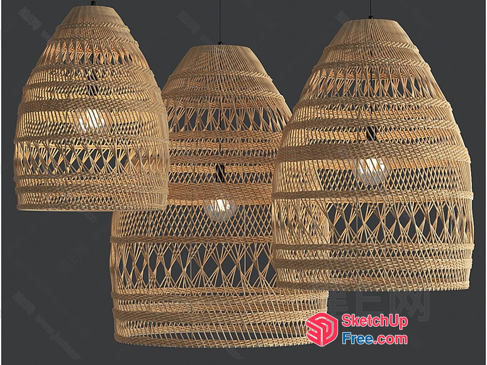 Rattan Hanging Lights 3D SketchUp File