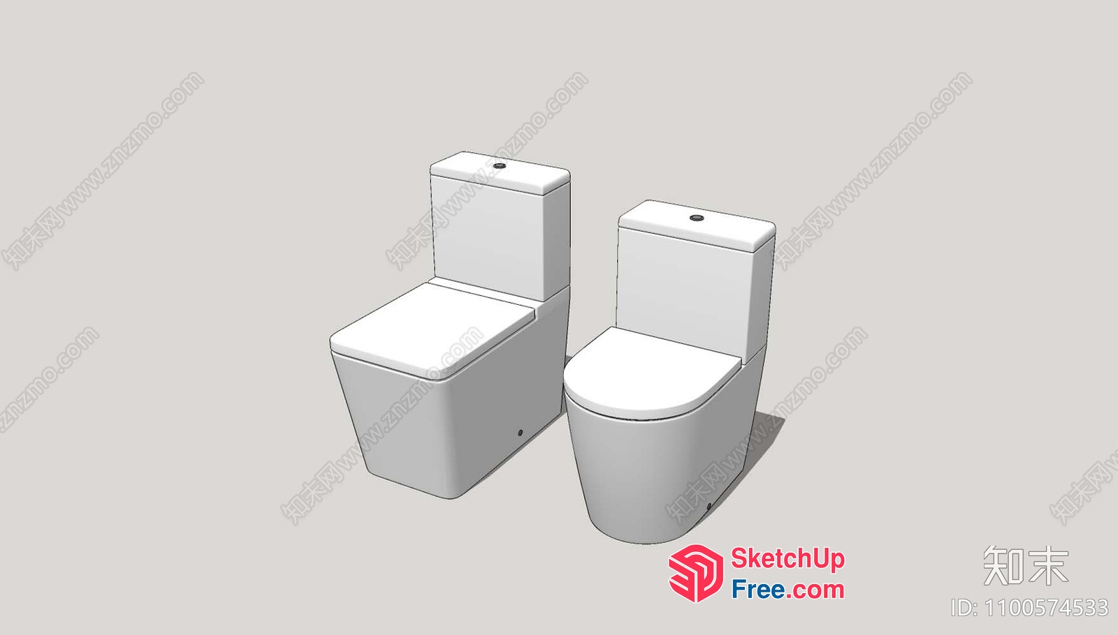 Two Modern Toilets In White 3D SketchUp File