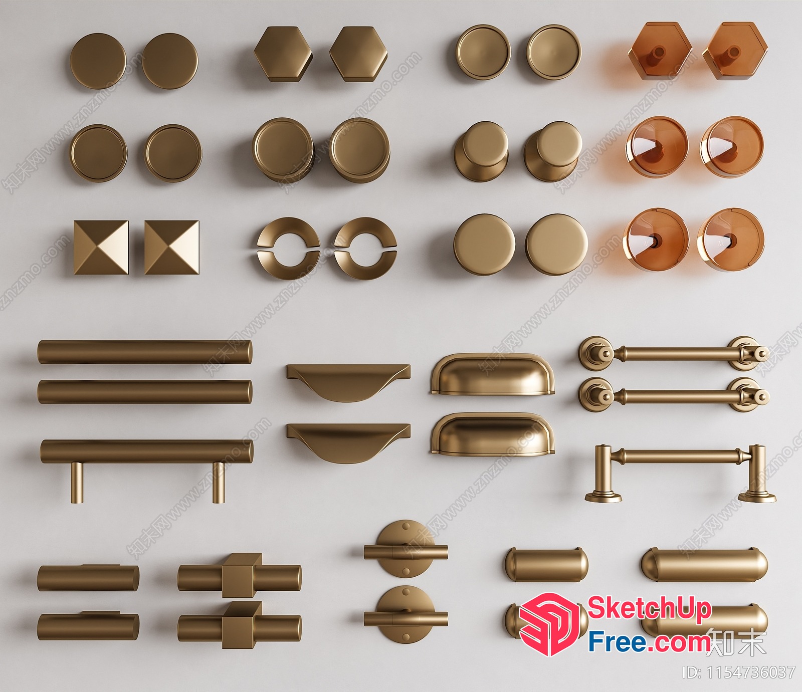 Gold Cabinet Hardware Collection 3D SketchUp File