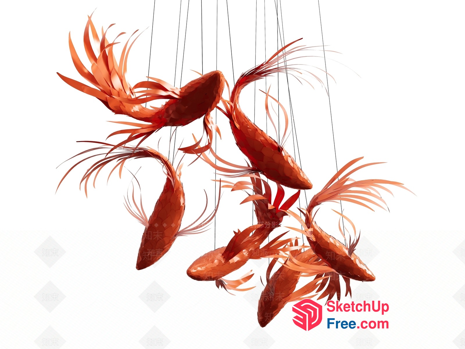 Hanging Orange Fish Decorations 3D SketchUp File