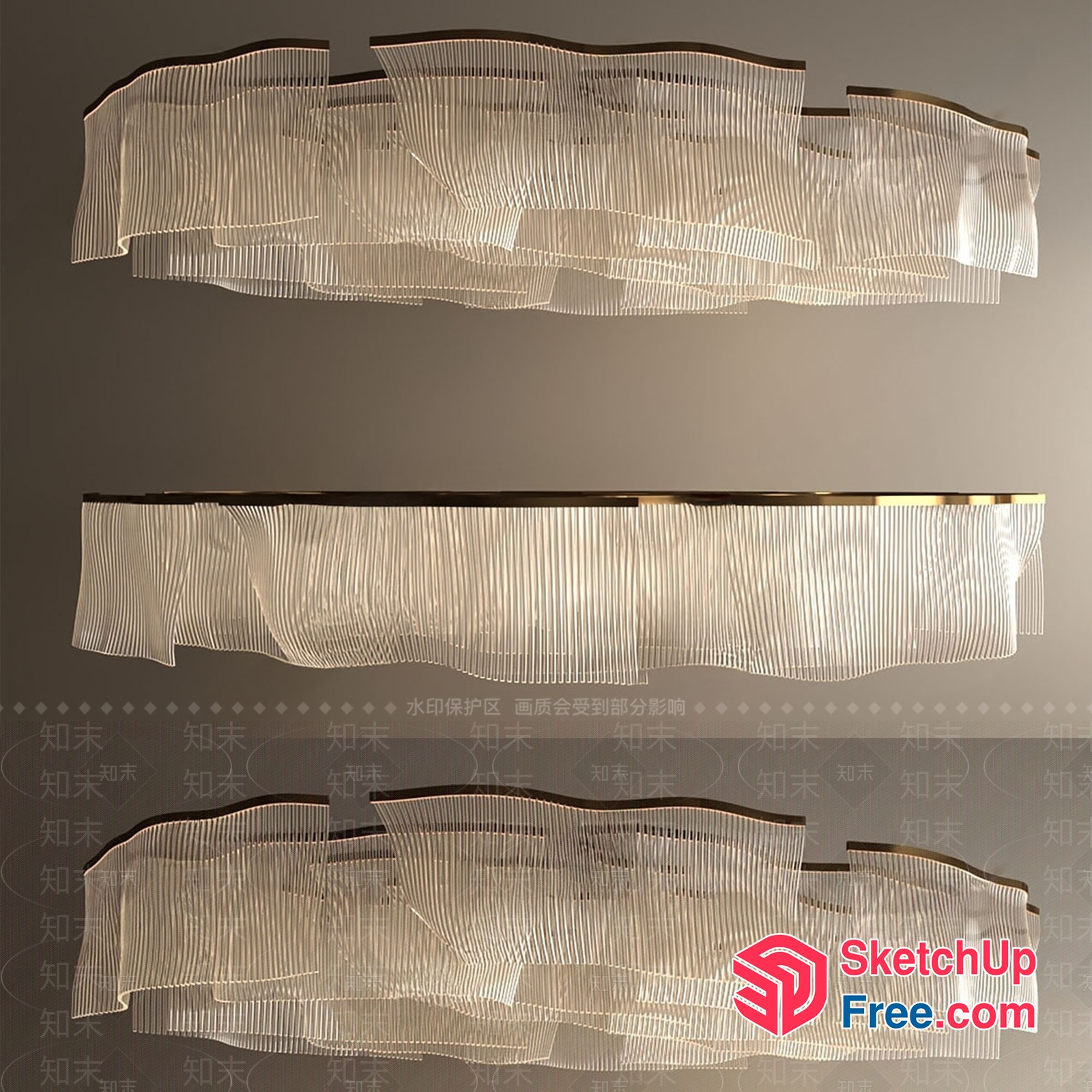 Elegant And Modern Glass Ceiling Light Fixture 3D SketchUp File