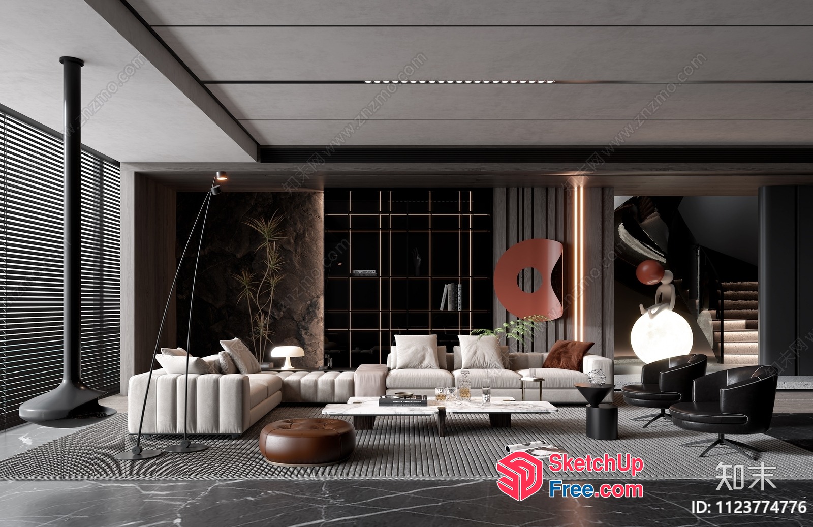 Luxurious Modern Living Room Interior With Sleek Furniture 3D SketchUp File