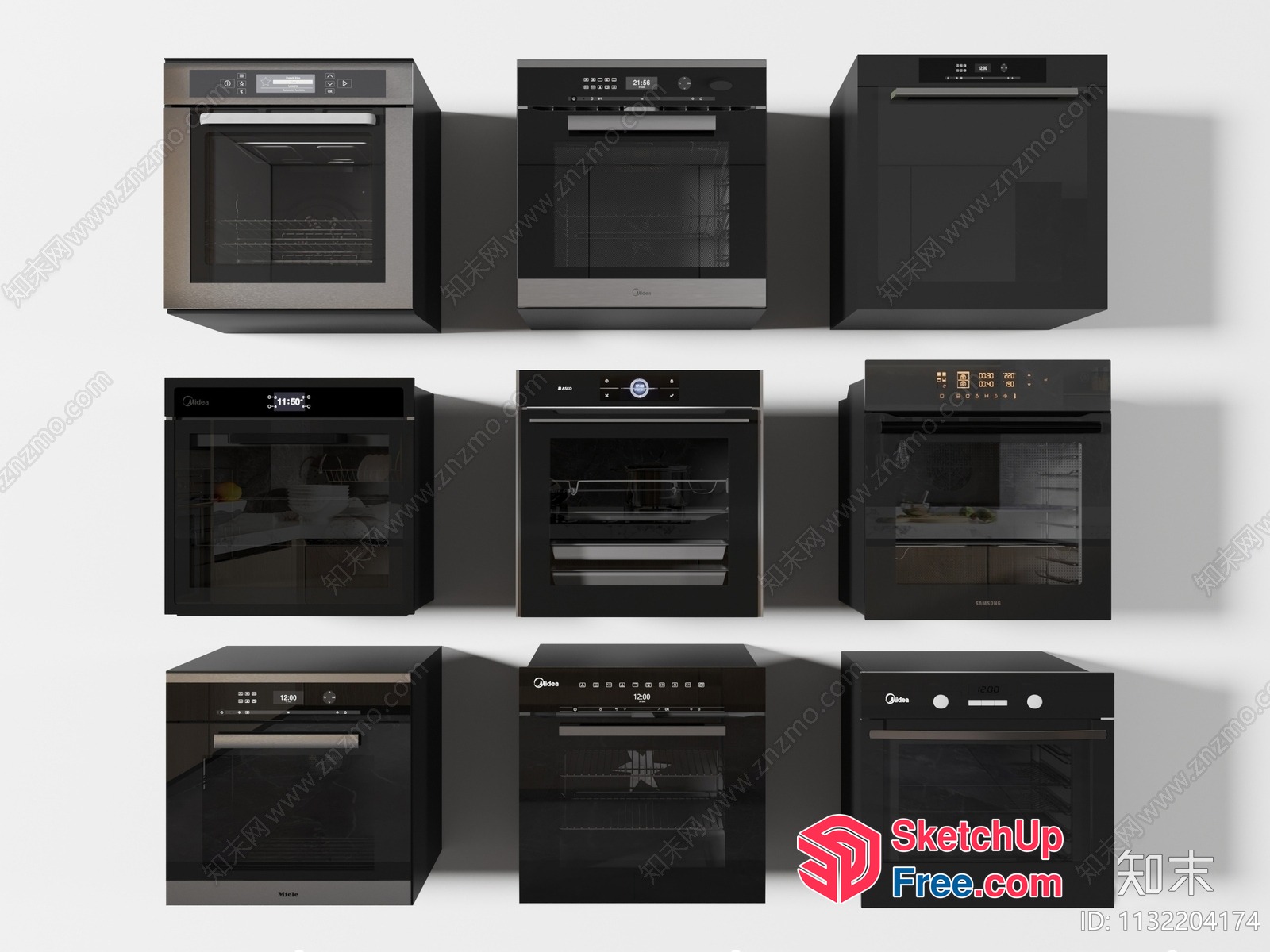 Black Kitchen Appliances On White Background 3D SketchUp File