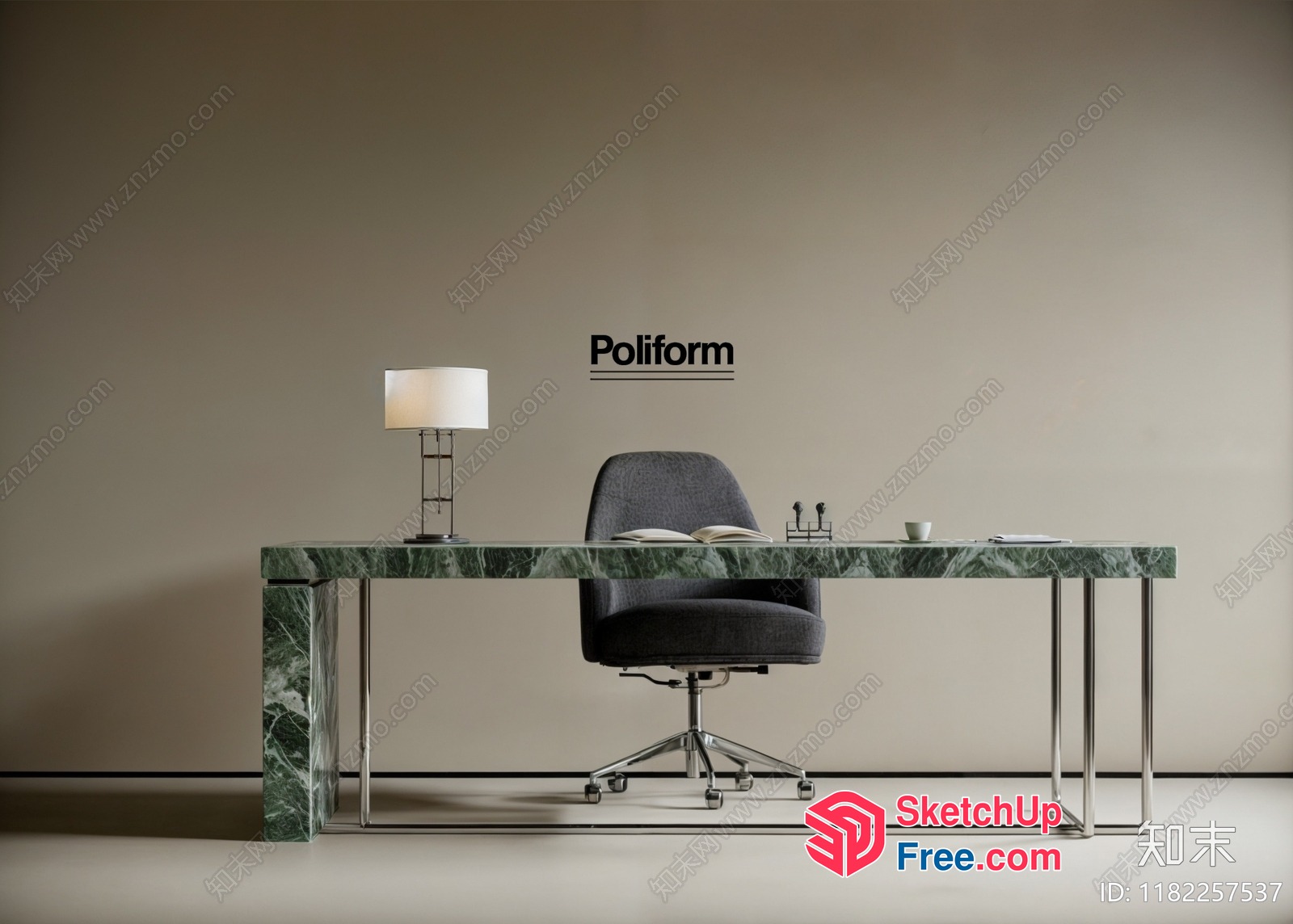 Poliform Office Desk 3D SketchUp File