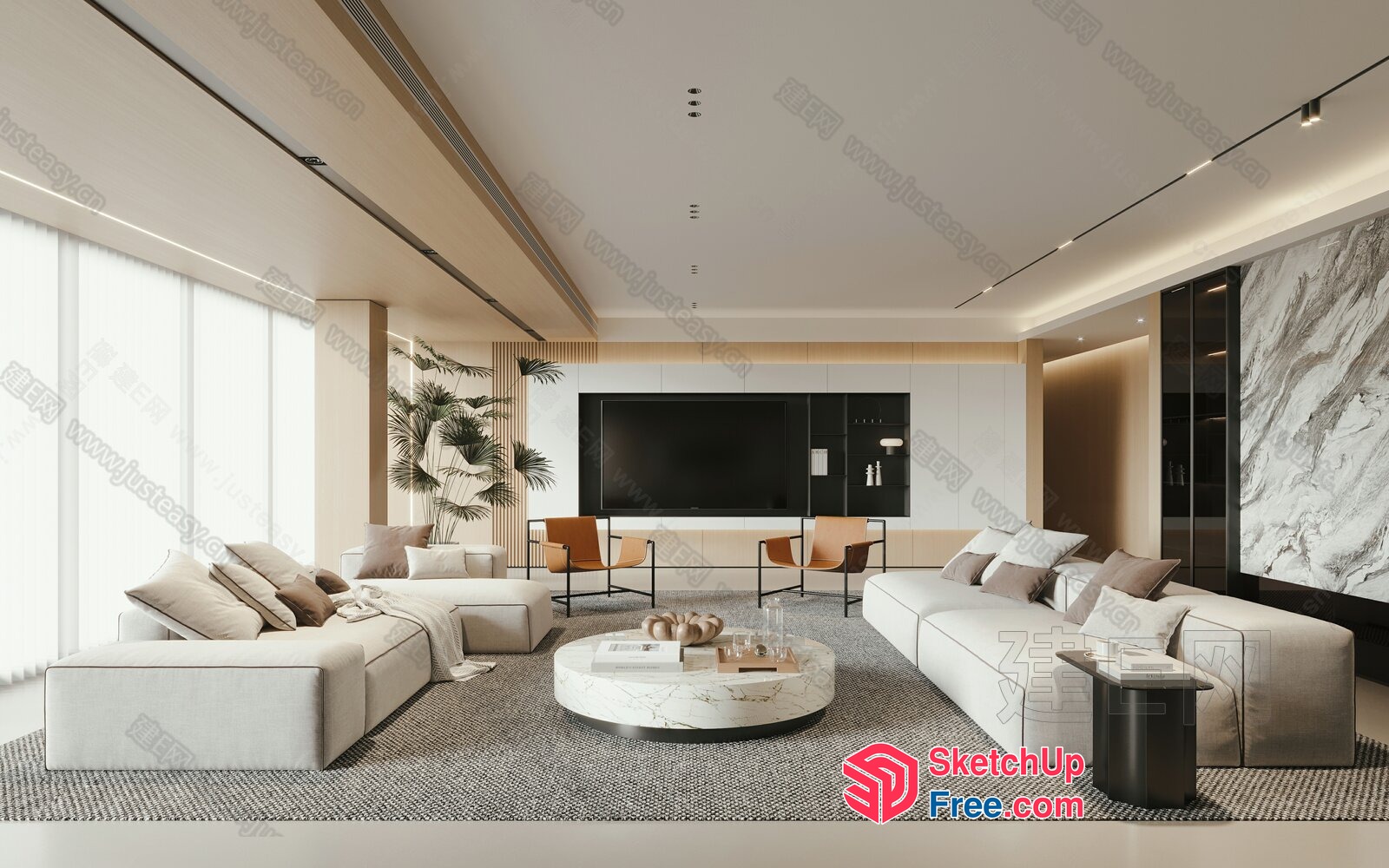 Modern Minimalist Living Room Design 3D SketchUp File