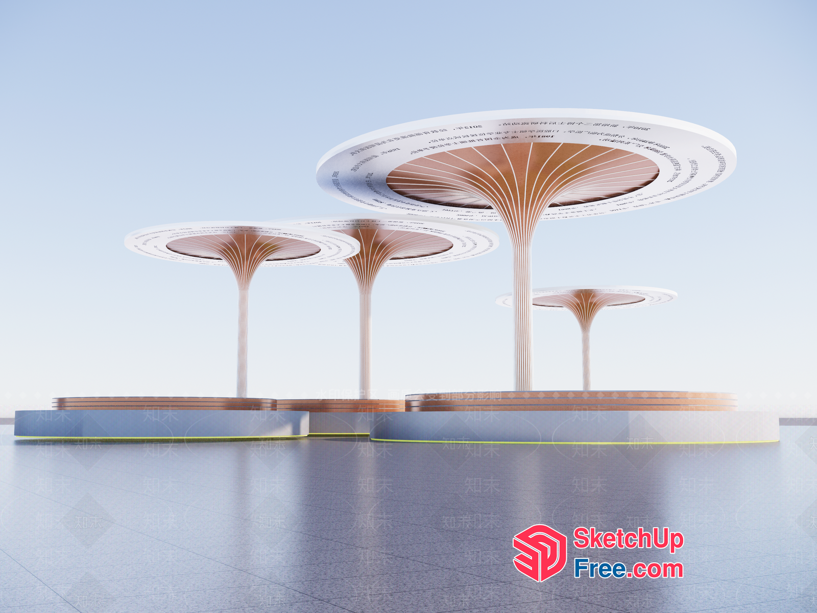 Futuristic Mushroom-Shaped Structures 3D SketchUp File