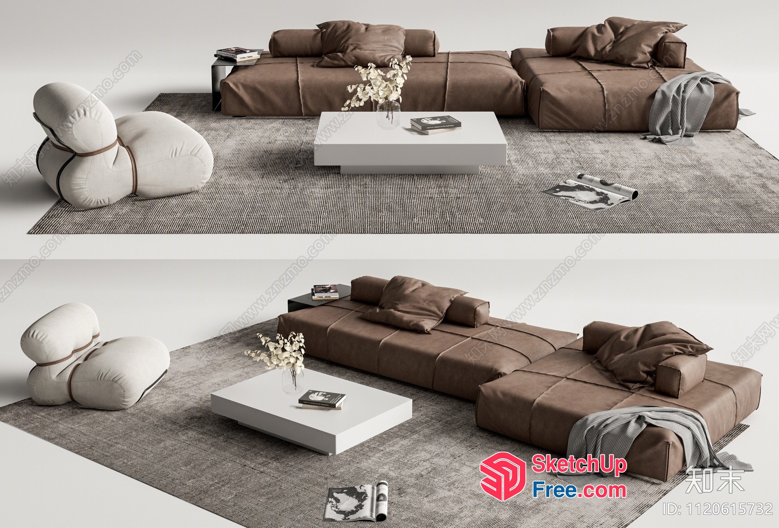 Modern Minimalist Living Room Furniture And Decor 3D SketchUp File