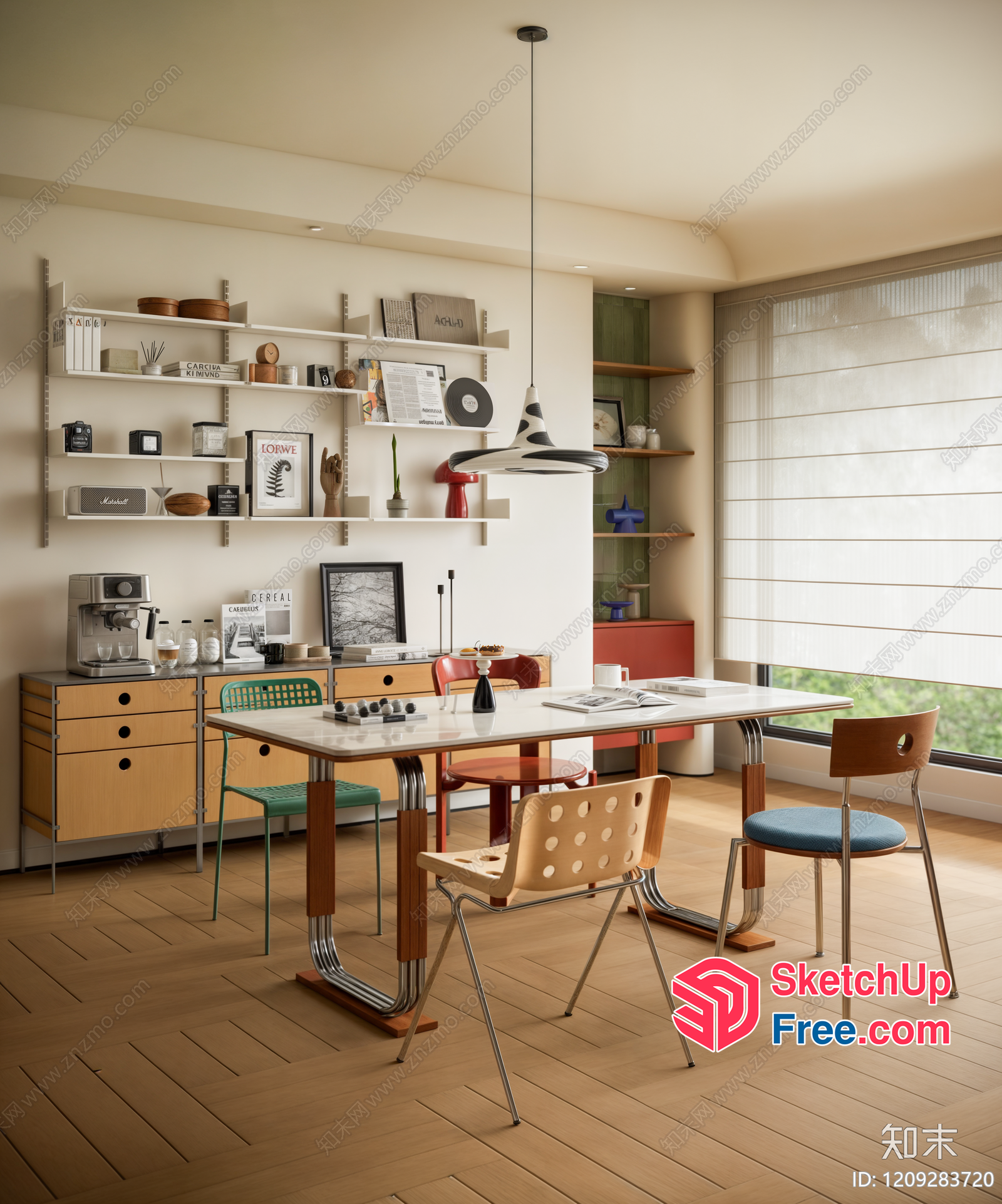 Modern Dining Room With Eclectic Decor And Natural Light 3D SketchUp File