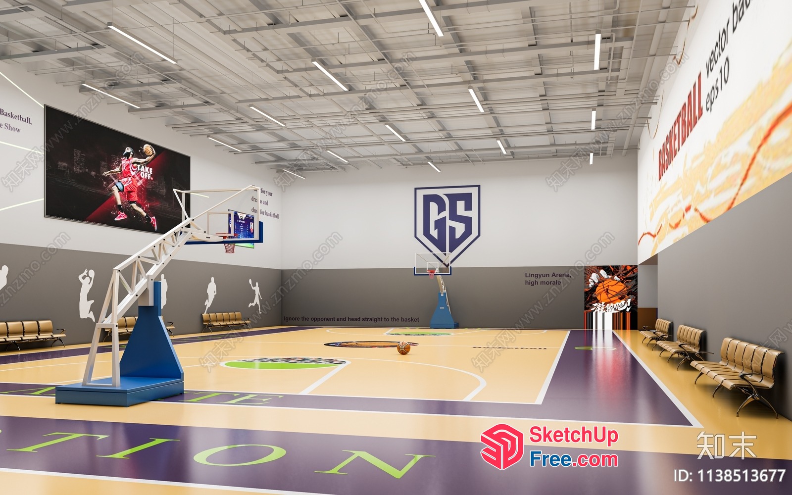 Basketball Court Interior 3D SketchUp File