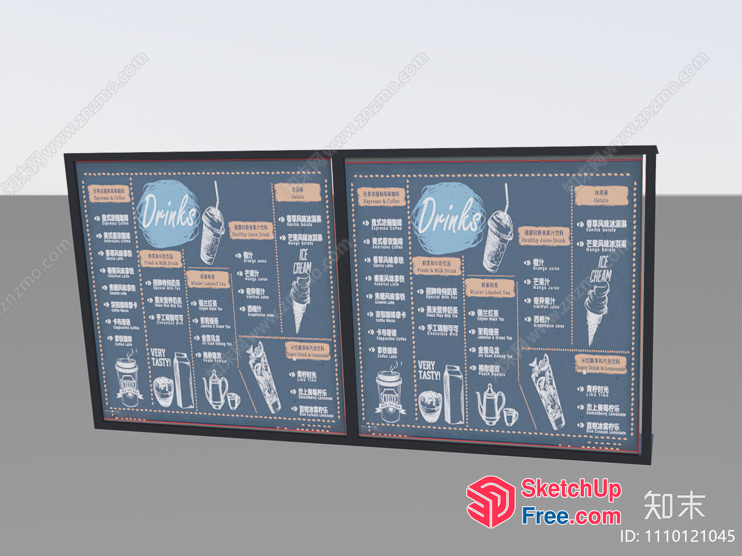 Menu Board For Drinks And Food 3D SketchUp File