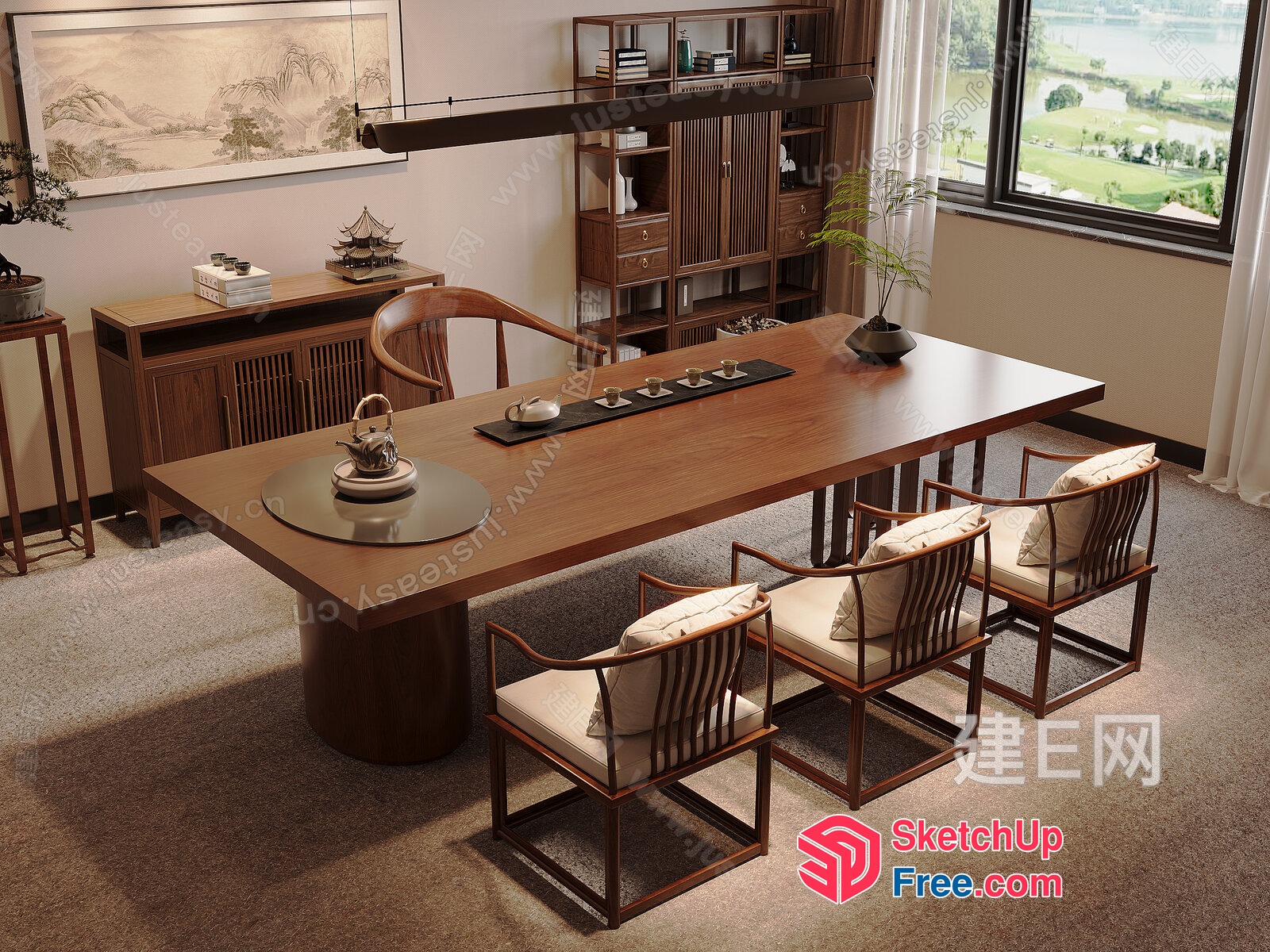 Traditional Asian-Inspired Interior Decor 3D SketchUp File