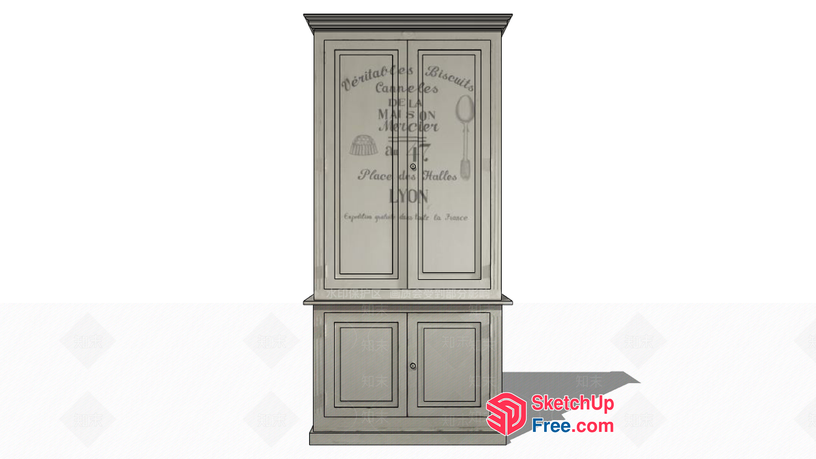 Antique French Style Biscuit Cabinet 3D SketchUp File