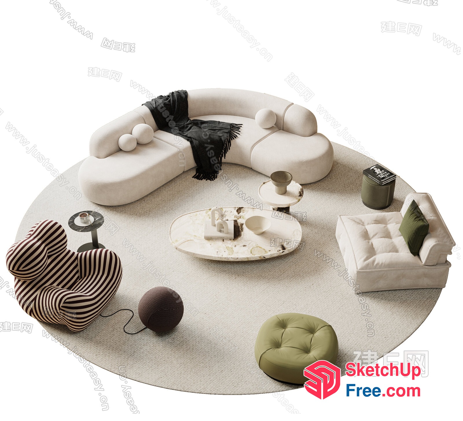 Modern Minimalist Living Room Furniture 3D SketchUp File