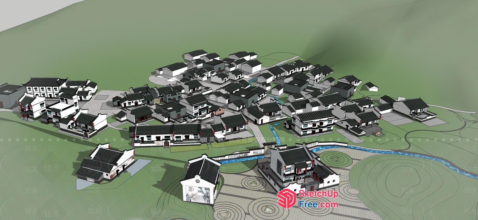 Traditional Chinese Village Community 3D SketchUp File