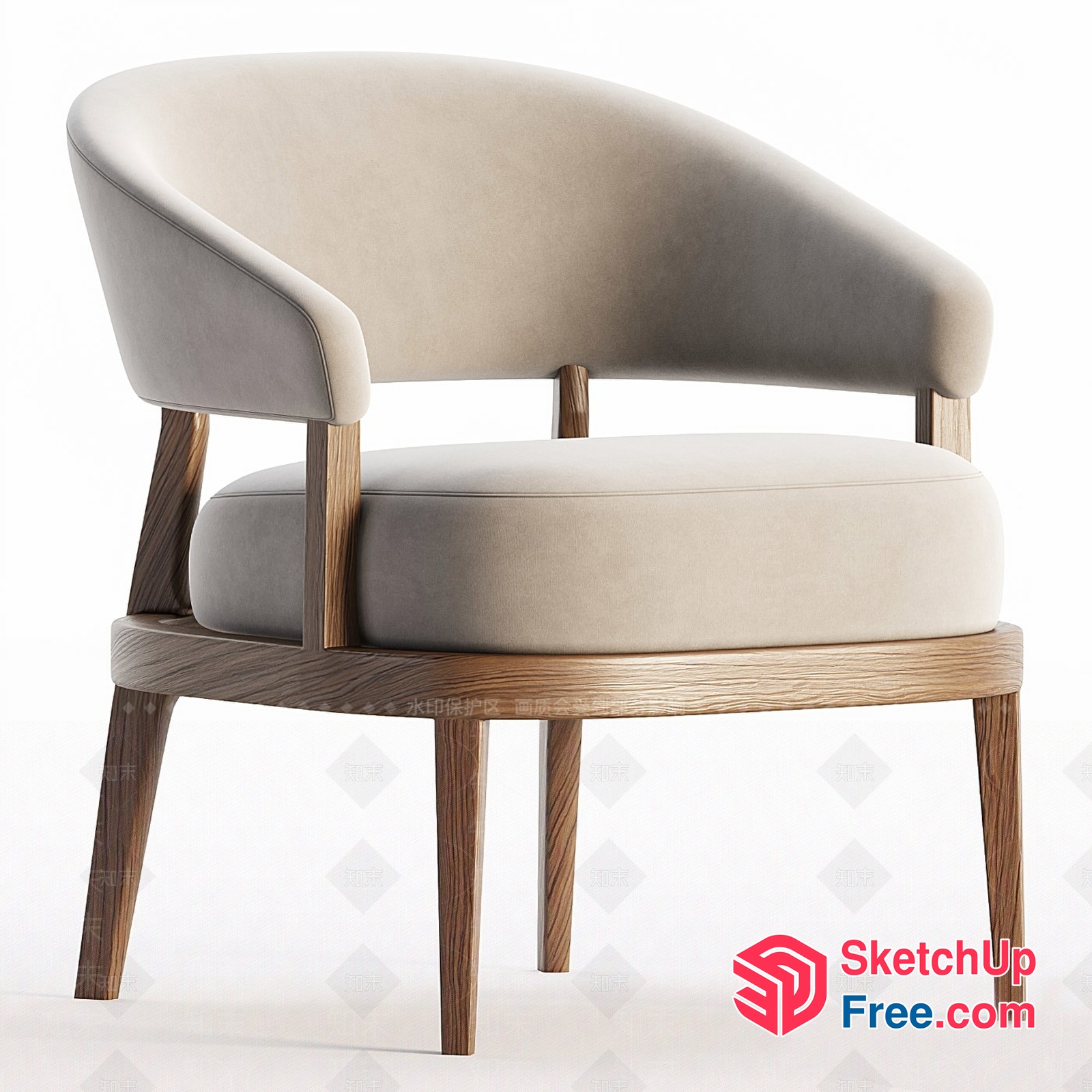 Modern Minimalist Creamy Style Armchair 3D SketchUp File
