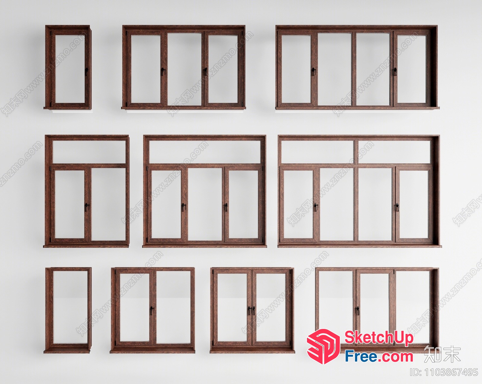 Wooden Window Frames And Doors 3D SketchUp File