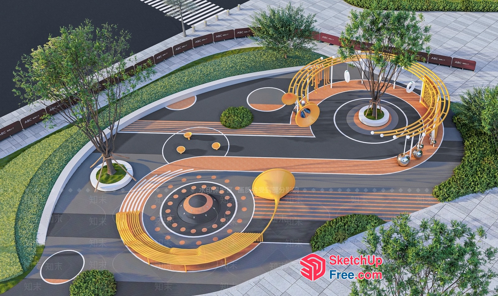 Modern Outdoor Space With Unique Design Elements 3D SketchUp File