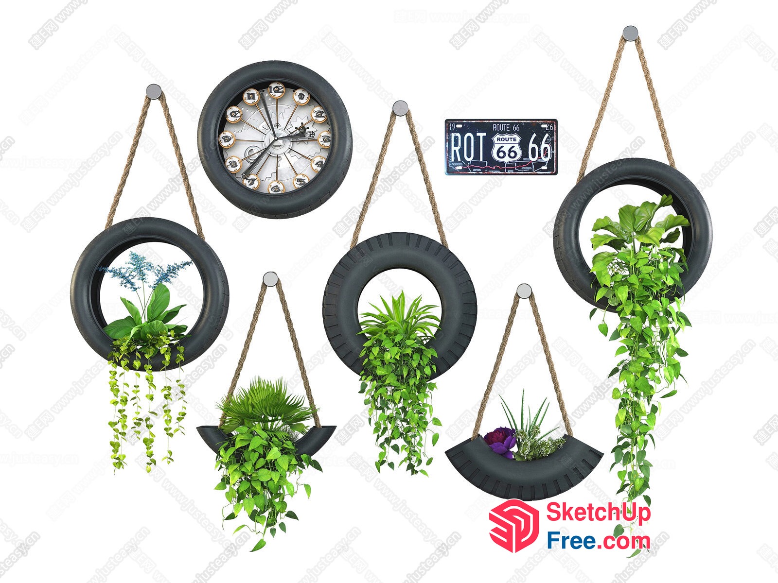 Creative Tire Planters And Hanging Decorations 3D SketchUp File