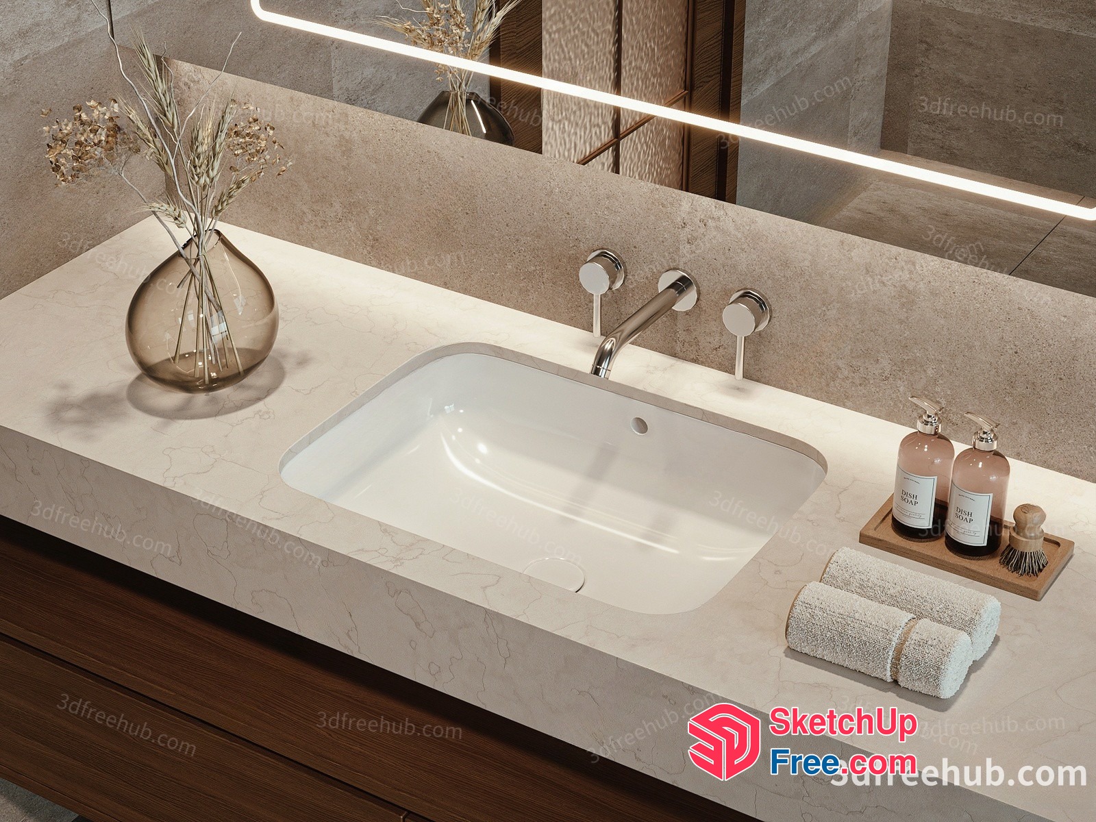 Elegant Bathroom Vanity With Modern Sink 3D SketchUp File