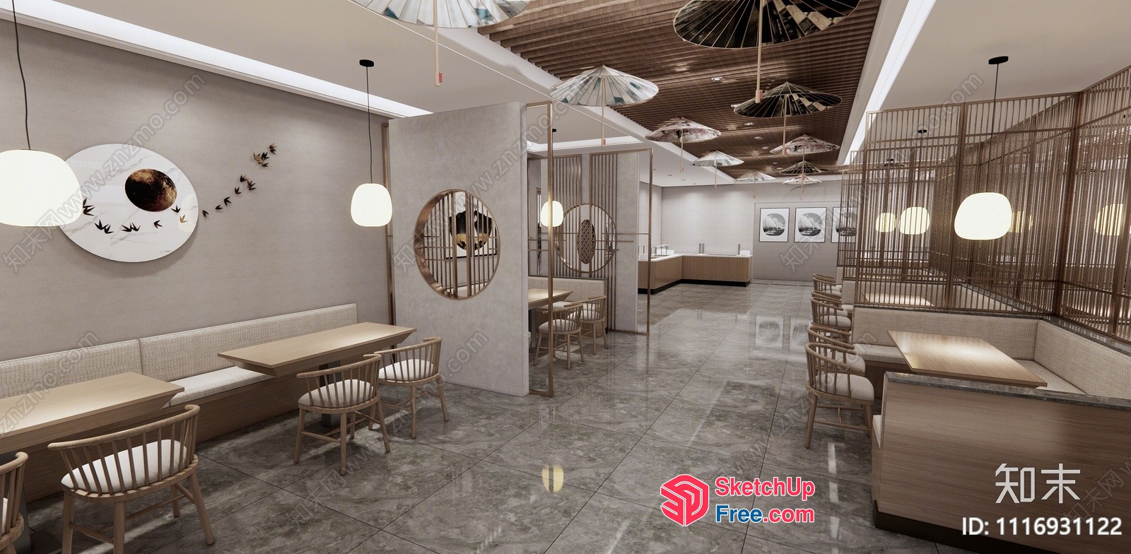 Modern Japanese Style Restaurant Interior 3D SketchUp File