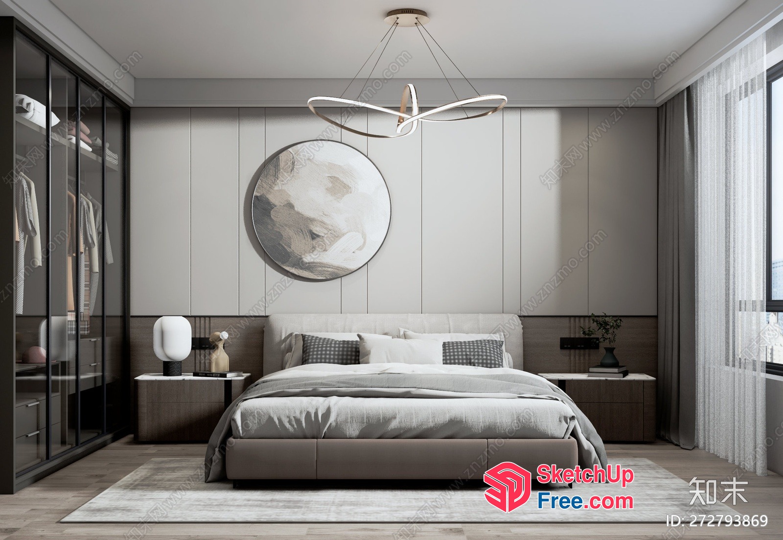 Elegant Minimalist Bedroom Interior 3D SketchUp File