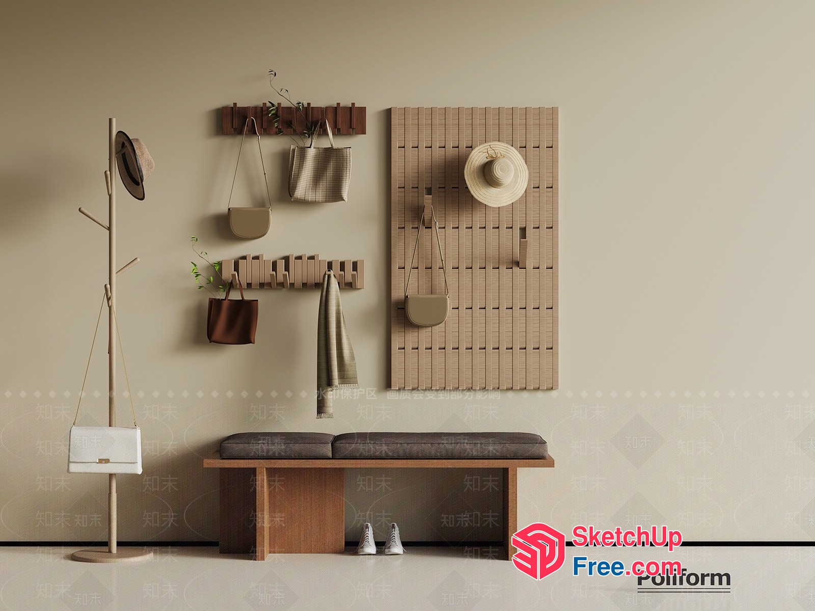 Modern Minimalist Entranceway Furniture 3D SketchUp File