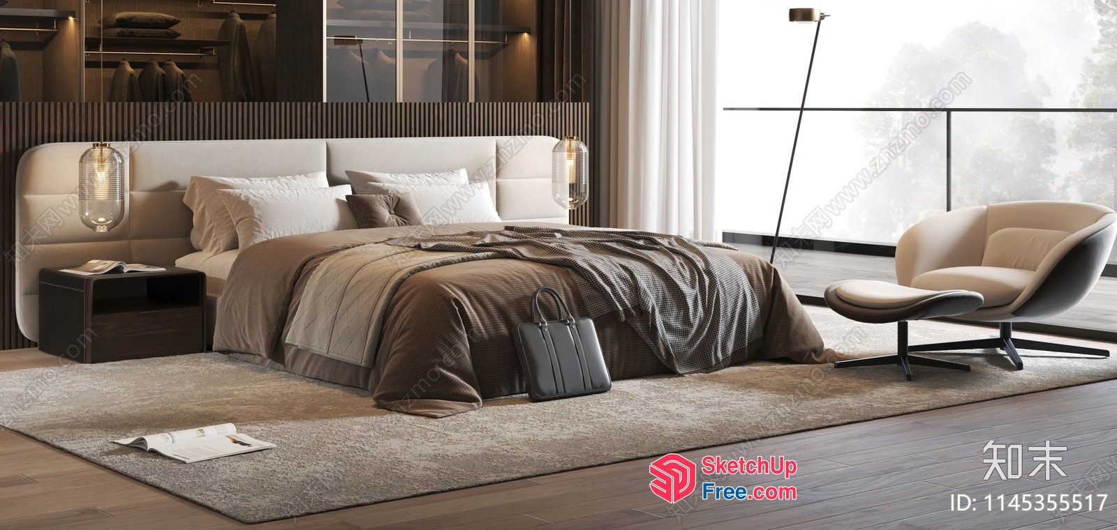 Modern Luxury Bedroom Interior 3D SketchUp File