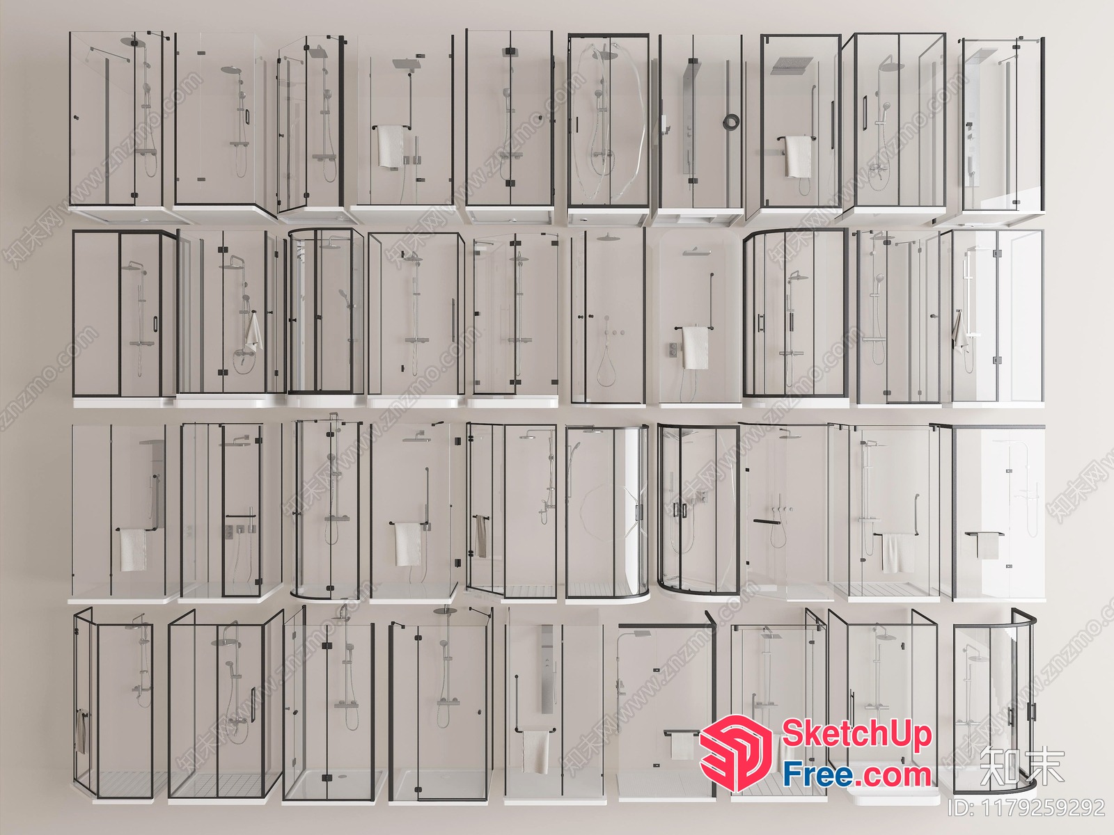 Bathroom Shower Stalls Collection 3D SketchUp File