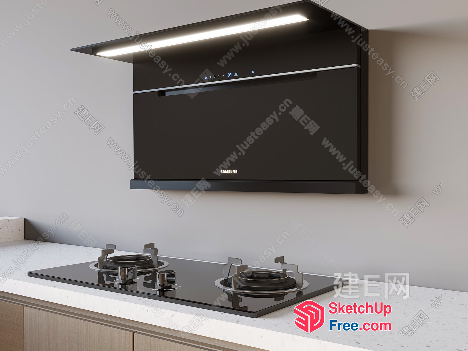 Modern Kitchen With Samsung Range Hood 3D SketchUp File