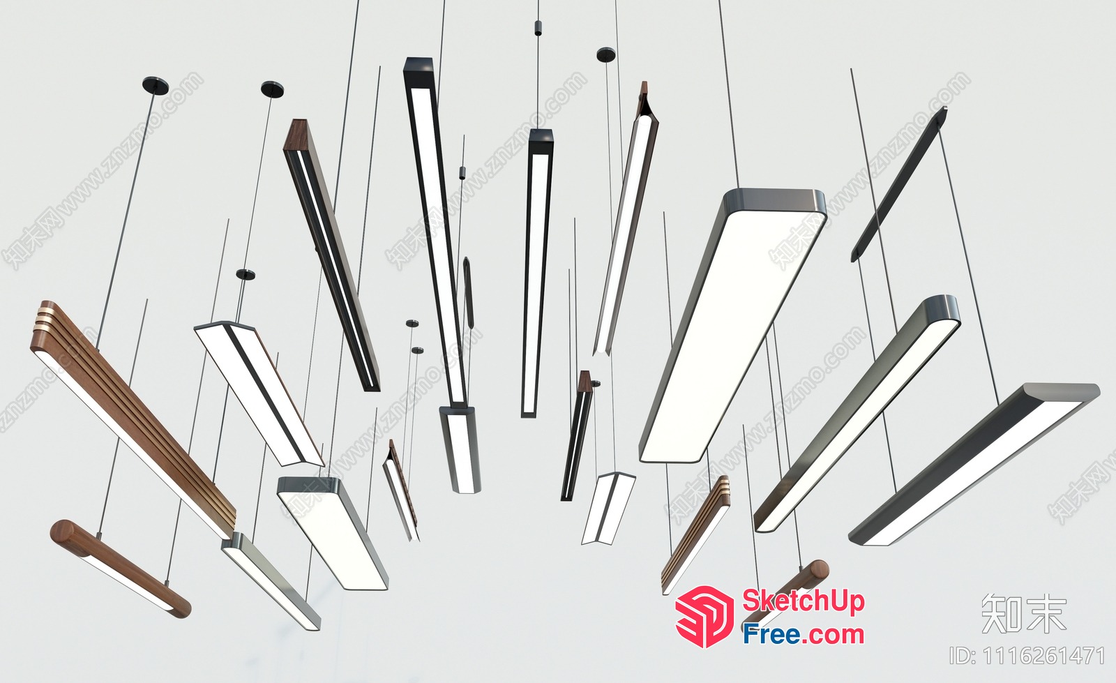 Modern Light Fixtures Suspended From Ceiling 3D SketchUp File