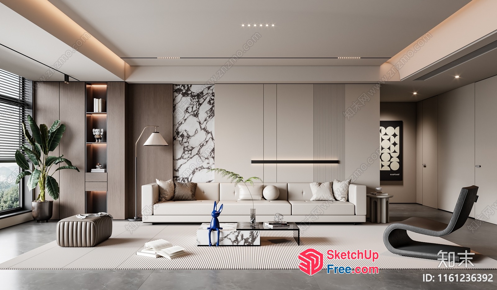 Modern Minimalist Living Room With Elegant Furniture 3D SketchUp File