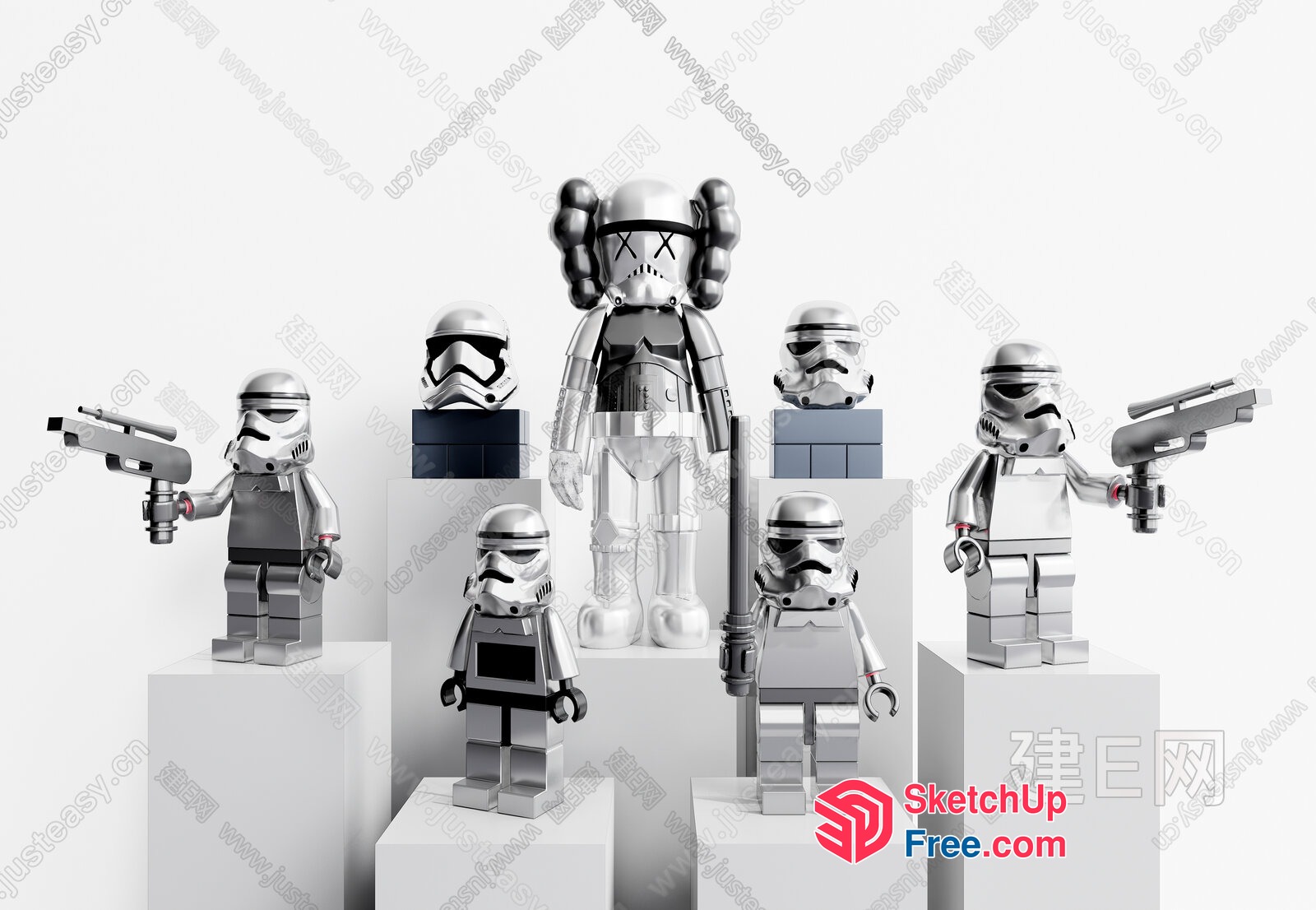 Silver Stormtrooper Minifigures 3D SketchUp File