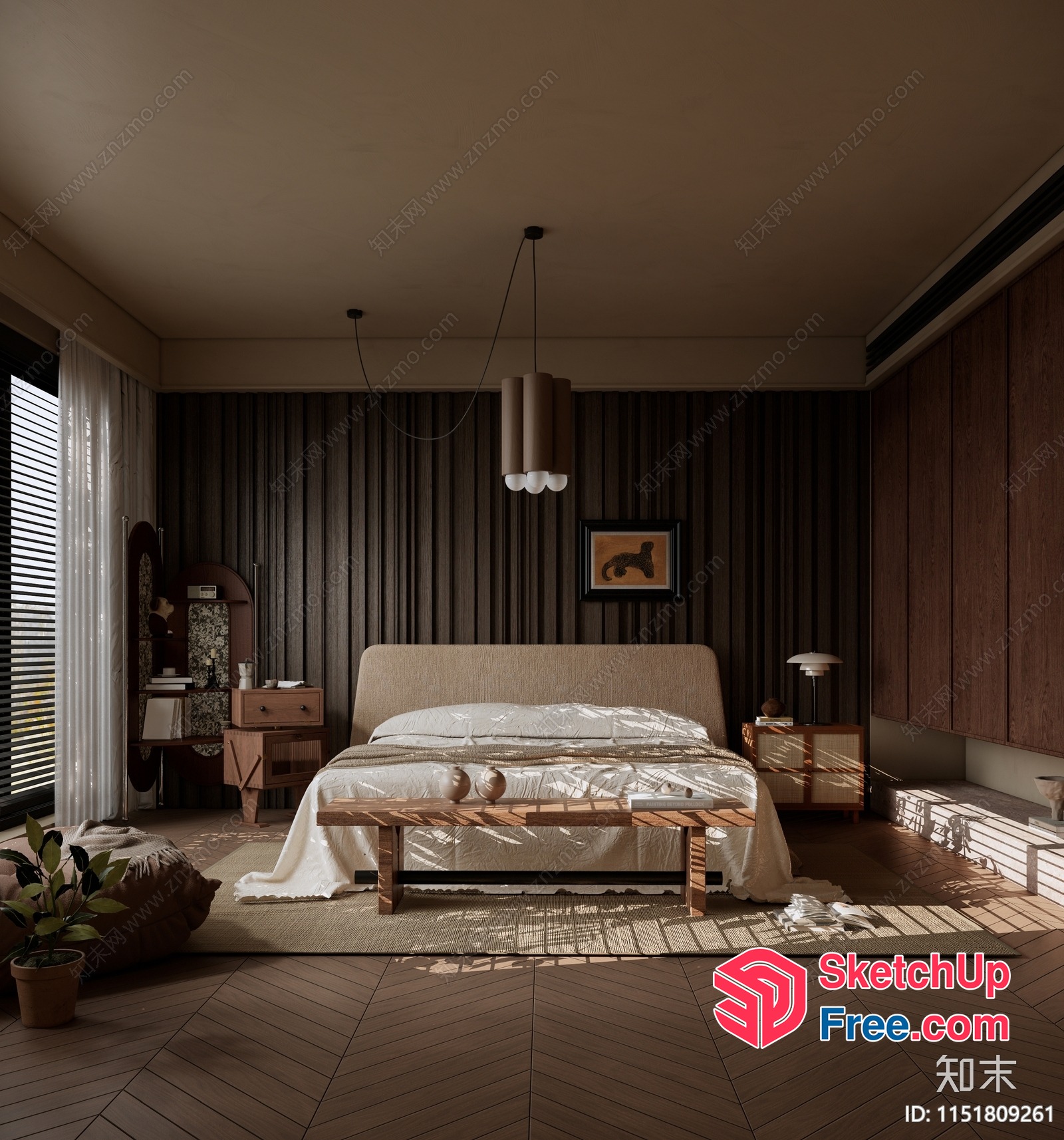 Elegant Bedroom With Minimalist Style And Modern Furniture 3D SketchUp File