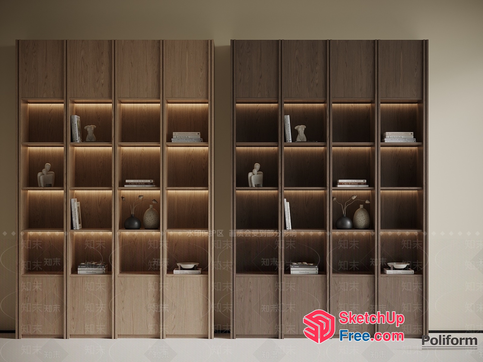 Elegant Modern Bookcase With Soft Lighting 3D SketchUp File