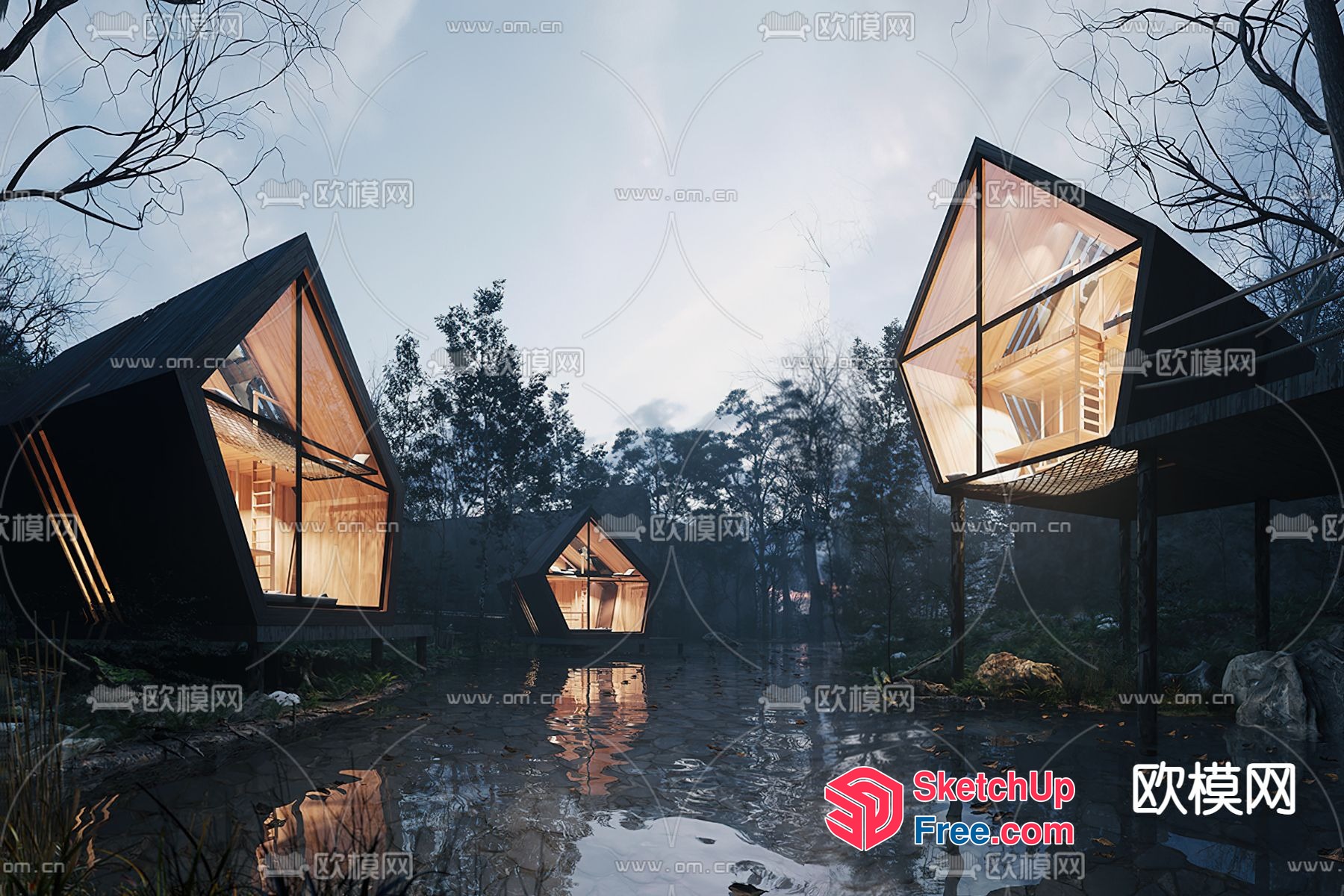 Modern Forest-Style Homes 3D SketchUp File